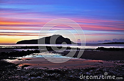 Holy Isle at Dawn Stock Photo