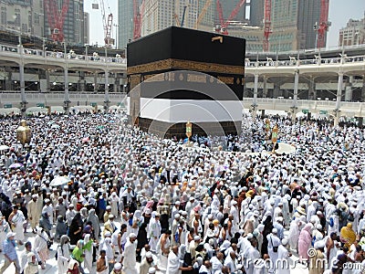 The Holy Kaaba is the center of Islam inside Masjid Al Haram in Mecca Editorial Stock Photo