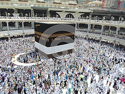 The Holy Kaaba is the center of Islam inside Masjid Al Haram in Mecca Editorial Stock Photo