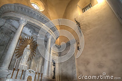 Holy Mary altar in Santa Maria cathedral in Alghero Editorial Stock Photo