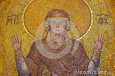 Holy Mary. Unbreakable wall mosaic Editorial Stock Photo