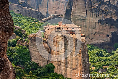 Holy Monastery of Rousanou in Meteora Stock Photo