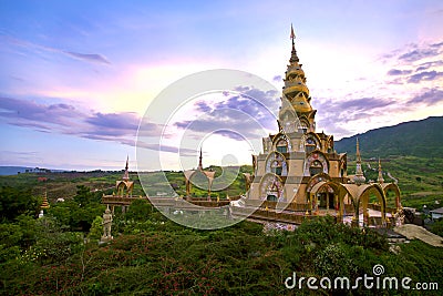 Holy relics pagoda in Wat Phra Thart Pha Kaew. That are temple landmark in Khao Kho, Phetchabun Thailand. Stock Photo