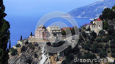 A New Skete on the Athos mountain. Stock Photo