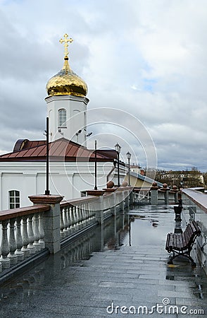 Holy Spirit female monastery and stairs to Uspenskaya hill, Vitebsk Stock Photo