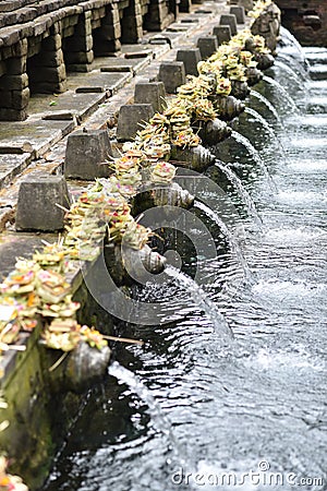 Holy Spring Water with Hindu`s arts and architecture at Balinese Tirta Empul Editorial Stock Photo