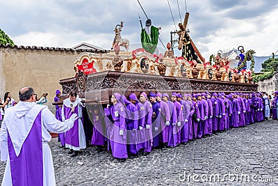 Holy Thursday procession float with Jesus, Antigua, Guatemala Editorial Stock Photo