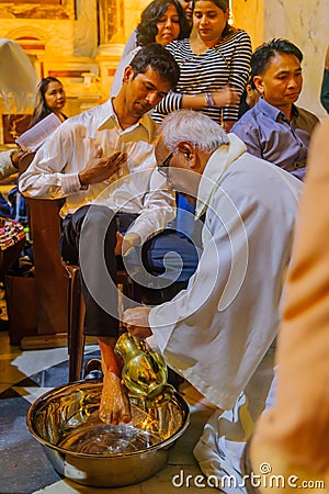 Holy Thursday in the Stella Maris Carmelite Monastery, Haifa Editorial Stock Photo