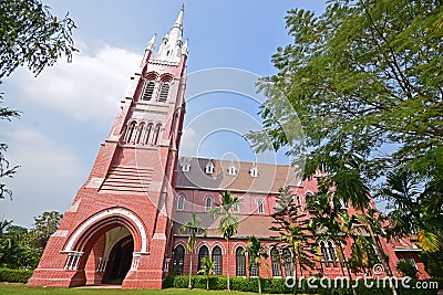 Holy Trinity Cathedral at Bogyoke Aung San Road in Latha Township, Yangon, Myanmar Stock Photo