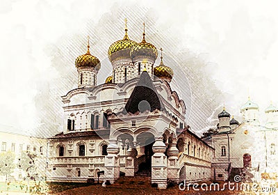 Holy Trinity Cathedral in Ipatiev Monastery, Kostroma, Golden Ring, Russia Editorial Stock Photo