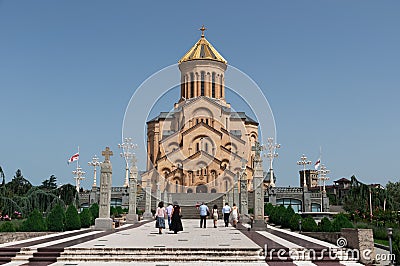 The Holy Trinity Cathedral of Tbilisi commonly known as Sameba in Georgia Editorial Stock Photo