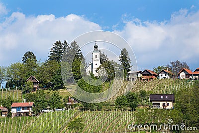 Holy Trinity Church on the hill in Lendavske Gorice, SLovenia Stock Photo