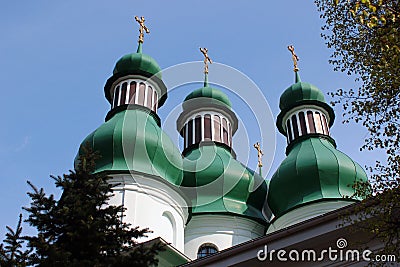Holy Trinity church and monastery in Kitaevo, Kiev, Ukraine Stock Photo
