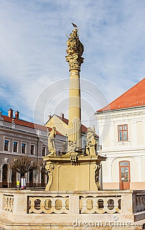 Holy Trinity column at Fo ter Square in Keszthely, Hungary, Europe Editorial Stock Photo