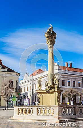 Holy Trinity column at Fo ter Square in Keszthely, Hungary, Europe Editorial Stock Photo