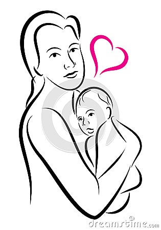 Holy union of mother and child love family Vector Illustration