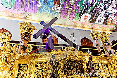 Holy Week, passage of the Sweet Name of Jesus in the Basilica-Casa Hermandad del Paso de La Esperanza Editorial Stock Photo