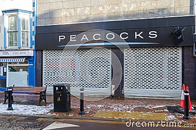 Temporarily closed Peacocks store Editorial Stock Photo