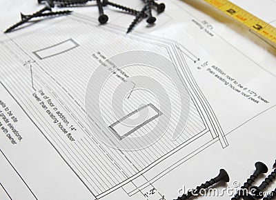 Home Addition Blueprints Stock Photo