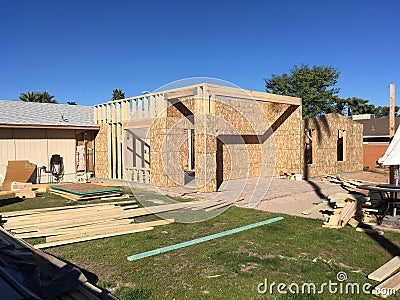 Home Addition Framing Building Erection Stock Photo