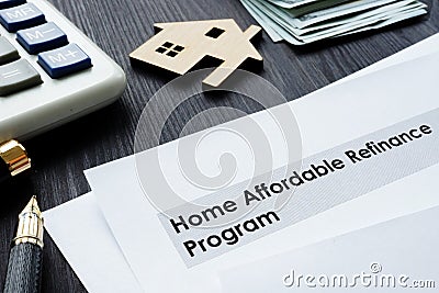 Home Affordable Refinance Program HARP papers. Stock Photo