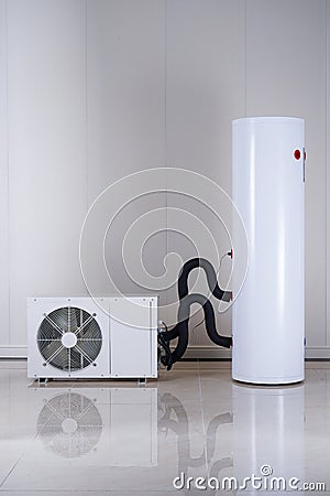 Home air energy water heater Stock Photo