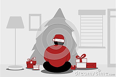 Home alone on christmas Vector Illustration