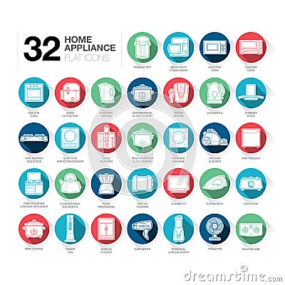 Home Appliance Icons Flat Vector Illustration