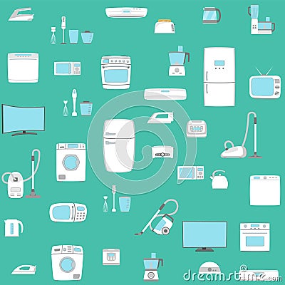 Home appliance set seamless background. Vector Illustration