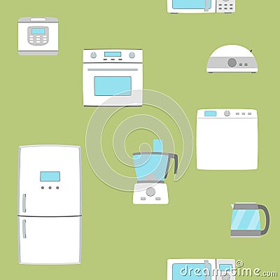 Home appliance set seamless background. Vector Illustration