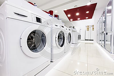 Home appliance in the store showroom Stock Photo