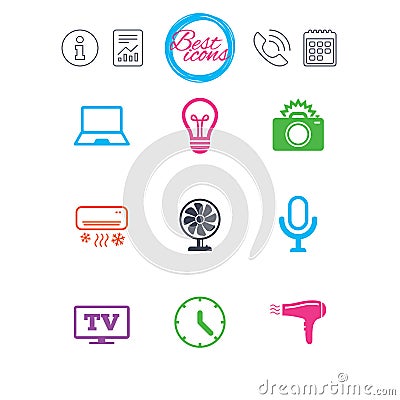 Home appliances, device icons. Air conditioning. Vector Illustration