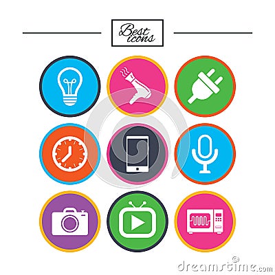 Home appliances, device icons. Electronics sign. Vector Illustration