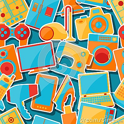 Home appliances and electronics seamless patterns Vector Illustration