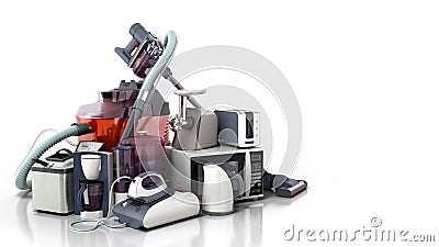 Home appliances Group of vacuum cleaner microwave iron coffee ma Stock Photo