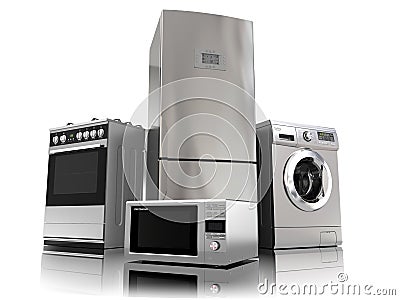 Home appliances. Set of household kitchen technics Stock Photo