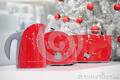 Home appliances store at Christmas Stock Photo