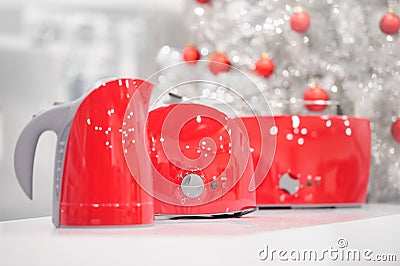 Home appliances store at Christmas Stock Photo