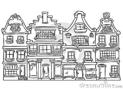 Home architecture coloring page Cartoon Illustration