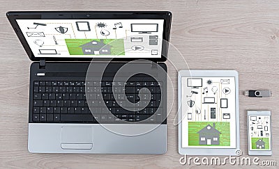 Home automation concept on different devices Stock Photo