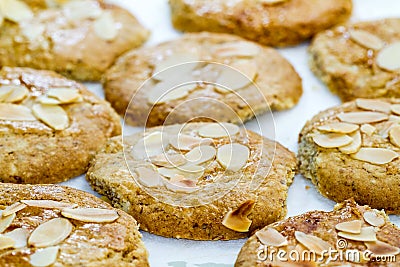 Home baked cookies with almonds Stock Photo