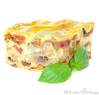 Home-baked hot Lasagne / isolated Stock Photo