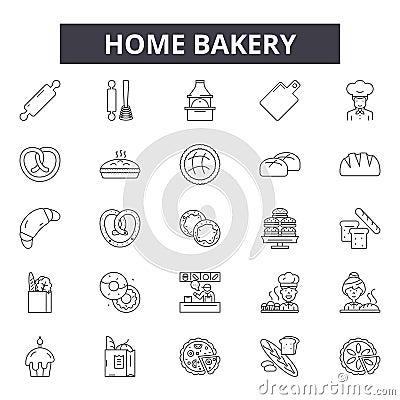 Home bakery line icons, signs, vector set, outline illustration concept Vector Illustration