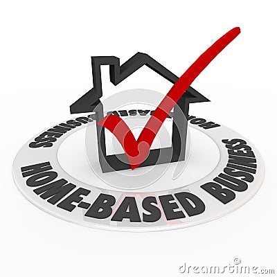 Home Based Business Check Mark Box House Icon Stock Photo