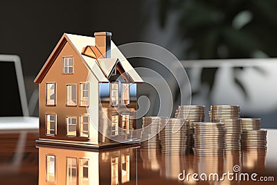 Home based business, 3D rendering presents a property icon Stock Photo