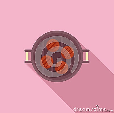 Home bbq icon flat vector. Meat food Vector Illustration