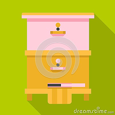 Home beehive icon, flat style Vector Illustration