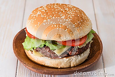 classic burger close-up Stock Photo