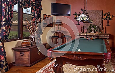 Home billiards game room Stock Photo