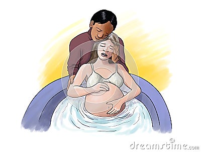 Home birth Cartoon Illustration